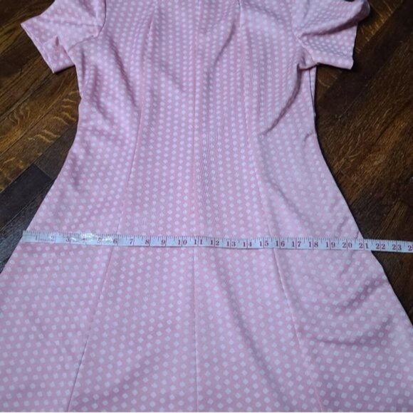 Vintage 60s Mod Pink White Polka Dot Pinup Rockabilly Dress - Picture 10 of 15